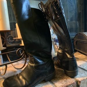 Black, tall, leather boots